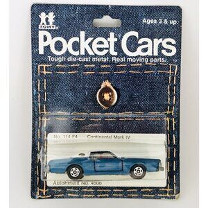 Vintage TOMY Pocket Cars Continental Mark IV Die-Cast 114-F4 Car 4502 Blue Red